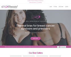 part of the elemental thermal bras for cancer survivors website design mockup
