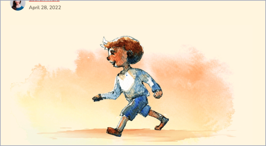 watercolor art of a small child walking